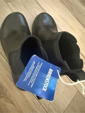 Birkenstock Black Chelsea Boots with Blue Tag